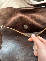Vintage Brown Suede Leather Slouch Large Shoulder Bag
