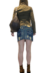 Y2K Distressed Denim Mini Skirt (M)