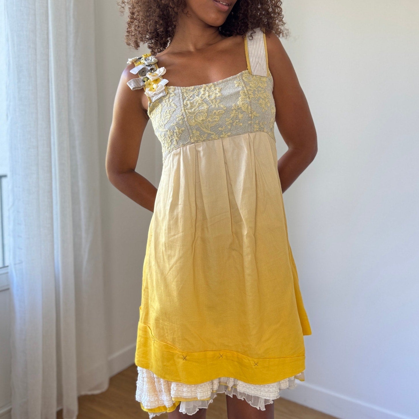 Vintage Yellow Ombre Mini Dress (S)