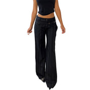 Vintage Italian Black Pinstripe Flare Trousers (S)