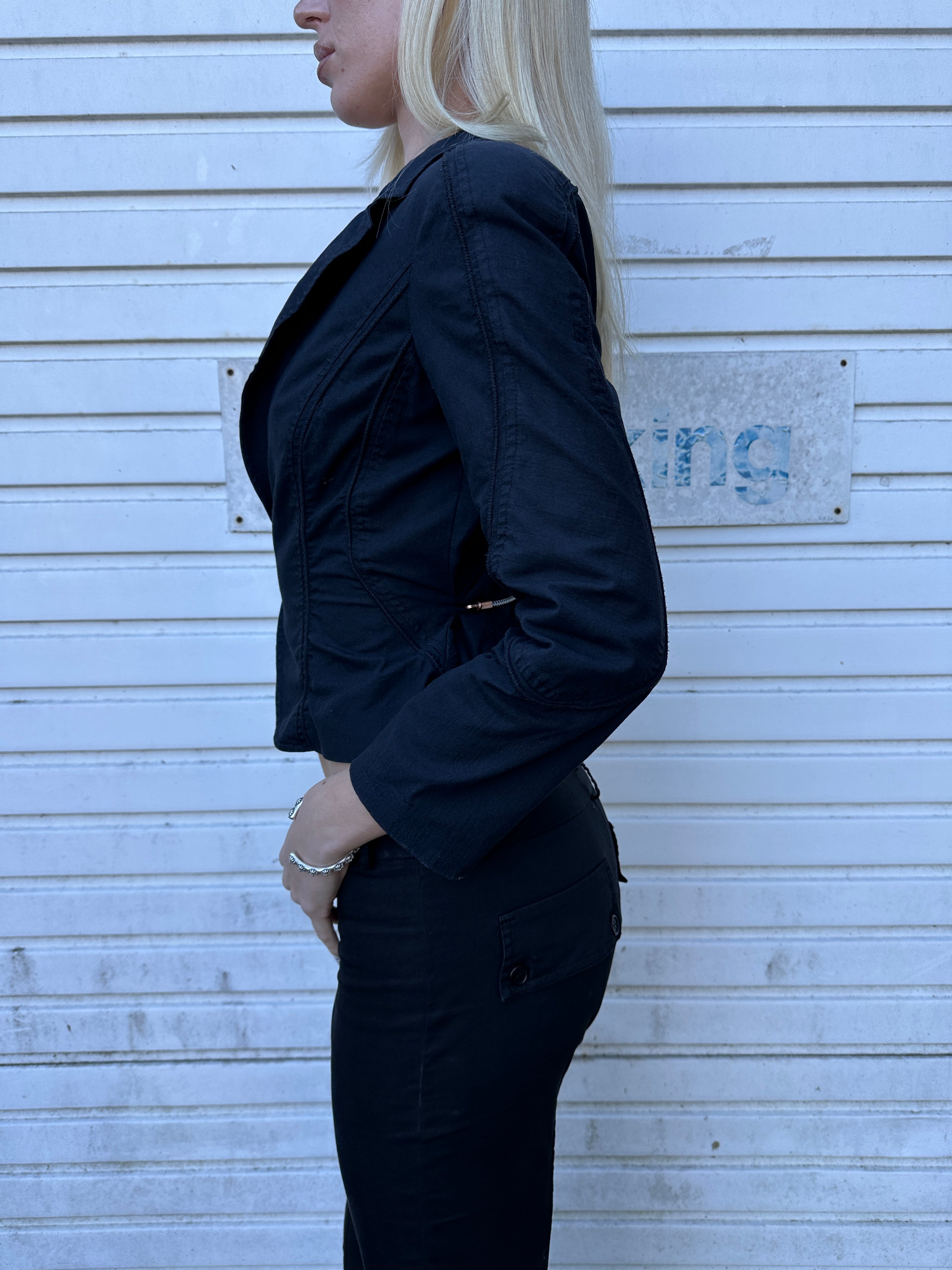 Vintage Roberto Cavalli Tie Front Cropped Blazer Jacket (XS/S)