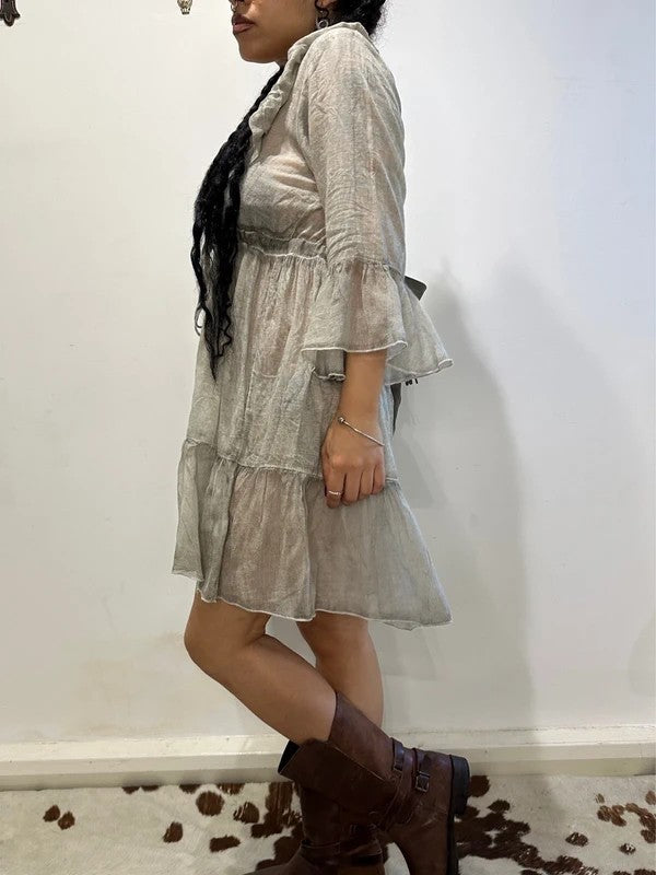 Vintage Italian Cotton Milkmaid Floaty Dress (M)