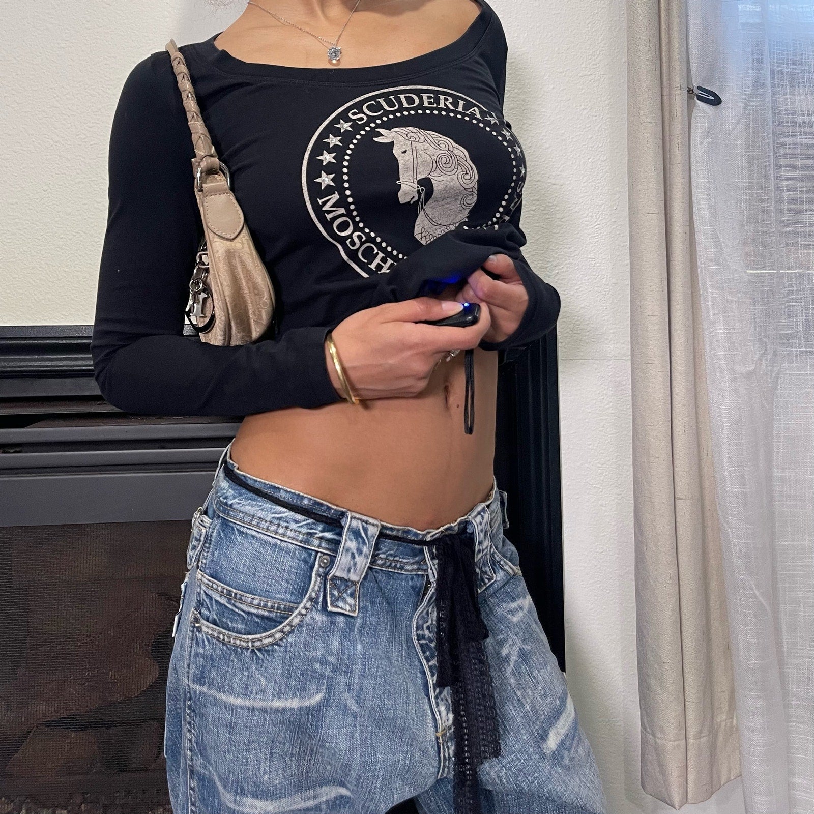 Moschino black graphic baby tee (S/M)