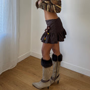 Vintage Italian Mini Skirt with Beaded Flower Detail (S)