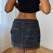 Vintage Italian Asymmetrical Studded Denim Mini Skirt (S)
