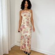 Italian Vintage Floral Mesh Dress (S/M)