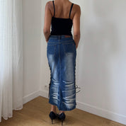 Vintage Italian Denim Skirt with Lace-Up (S)