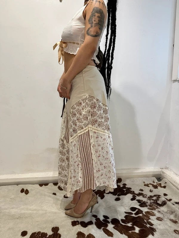 Vintage European Milkmaid Coquette Sheer Maxi Skirt (S)