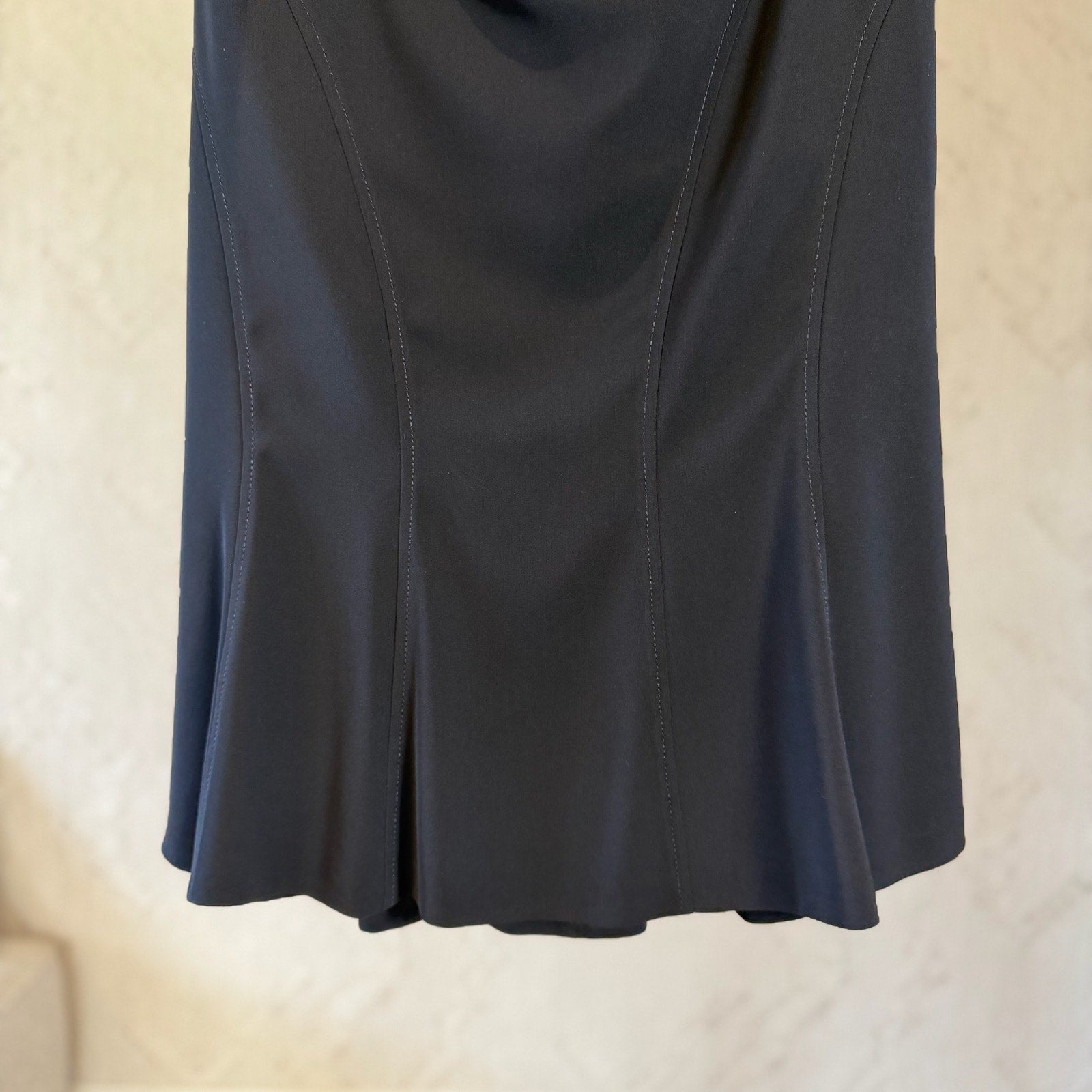 Luisa Spagnoli vintage deadstock black flared midi skirt with contour seams & back zip