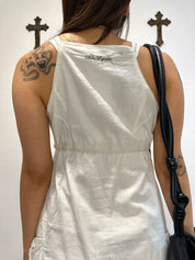 Vintage European White Milkmaid Cotton Summer Dress (S)