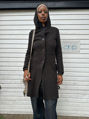 Vintage Cop Copine Gothic Hooded Button Coat (S)