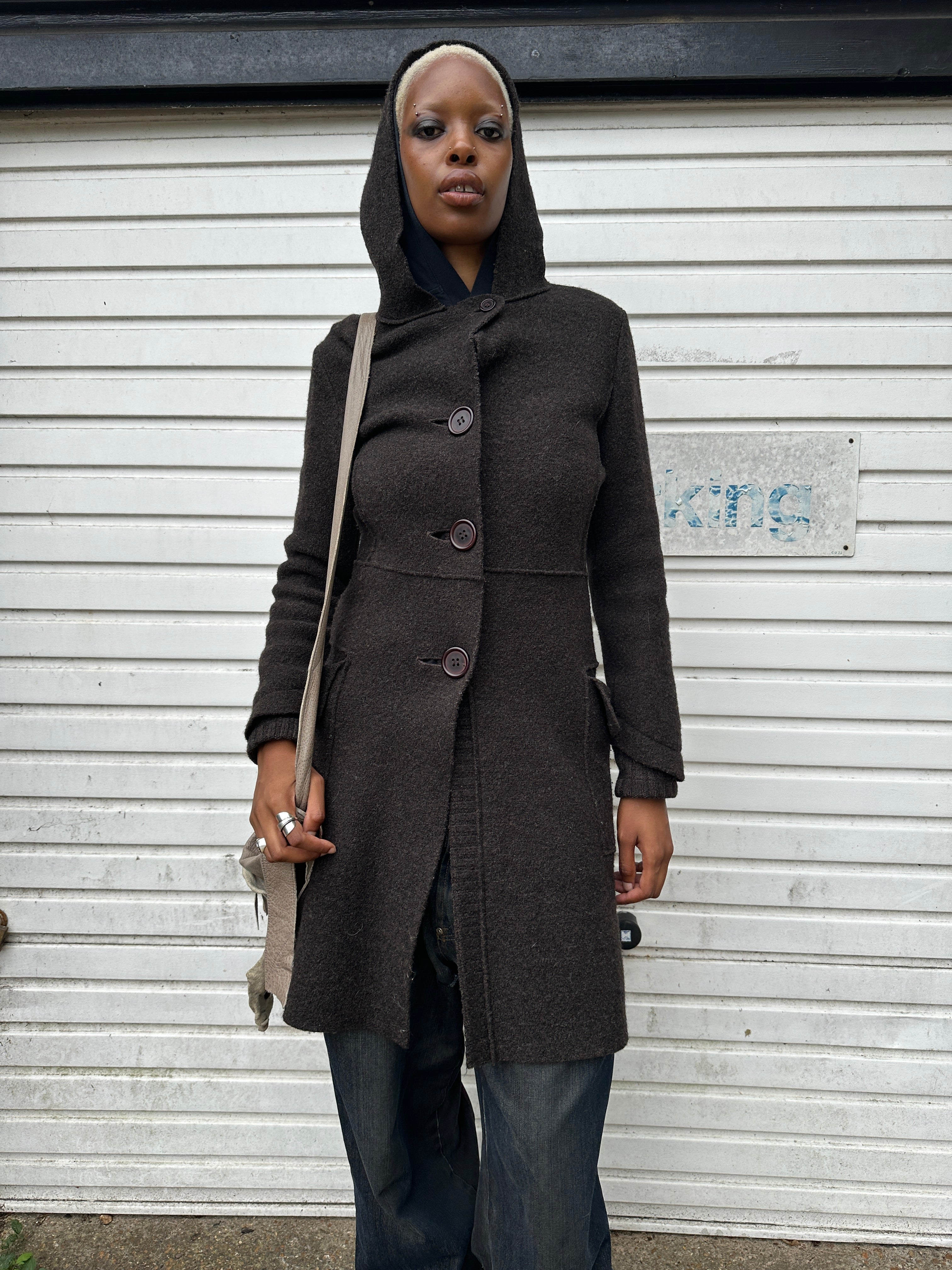 Vintage Cop Copine Gothic Hooded Button Coat (S)
