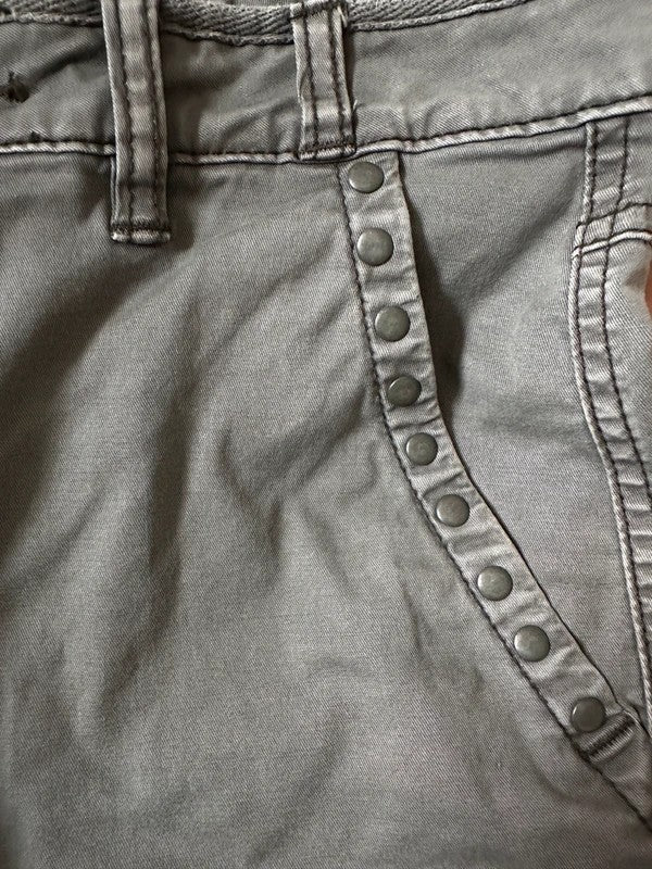 Vintage Chrome Utility Cropped Capri Pants (S)
