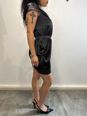 Vintage Miss Sixty Killah Polka Dot Shift Satin Midi Dress (S)