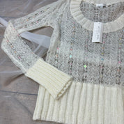 Vintage Knit Sweater with Sequins Detailing (S/M)