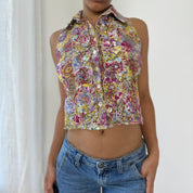 Vintage Italian Embroidered Blouse (S)