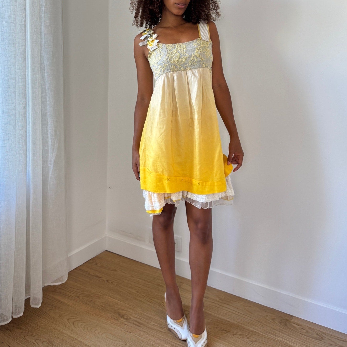 Vintage Yellow Ombre Mini Dress (S) Vintage Yellow Ombre Mini Dress (S)