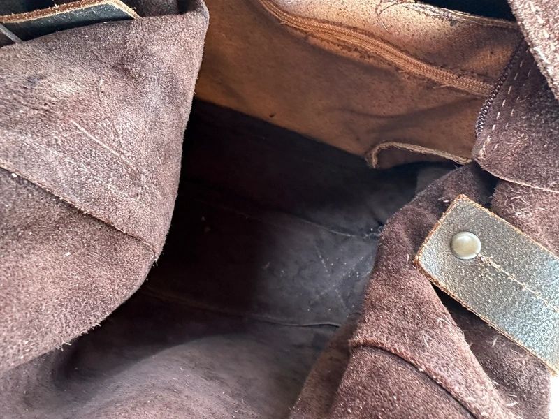 Vintage Brown Suede Leather Slouch Large Shoulder Bag