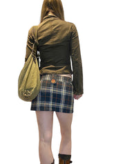 Vintage Tartan Houndstooth Mini Skirt (S)