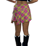 Italian designer plaid print mini skirt (S)