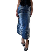 Vintage Italian Denim Skirt with Lace-Up (S)
