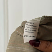 French vintage beige/green & ivory pinstripe cotton tunic dress & capri pants matching set