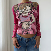 Rare French Y2K Girl Graphic Tee (S/M)