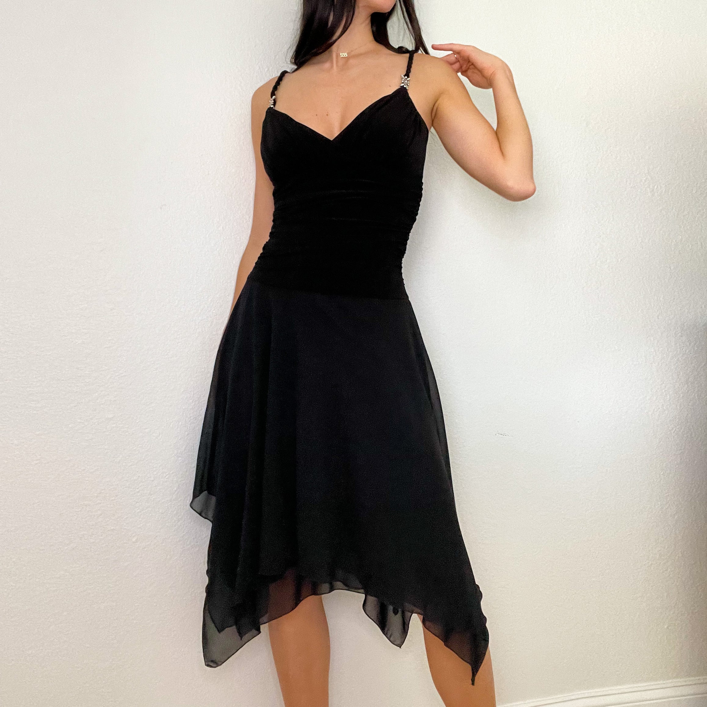 Black Ruffle Fairy Midi Dress
