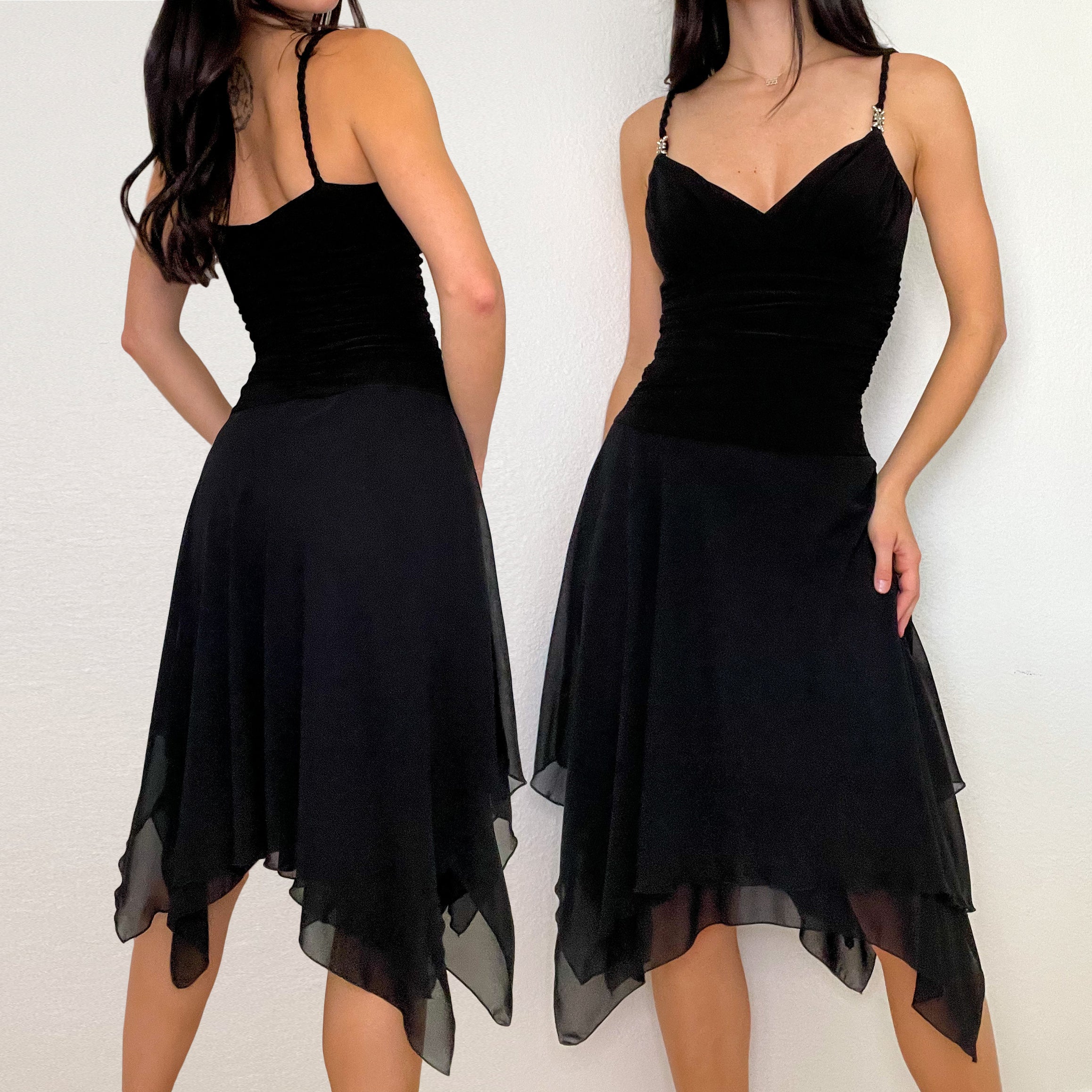 Black Ruffle Fairy Midi Dress