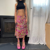 90s Italian Silk Floral rom com Mesh Midi skirt (XS/S)