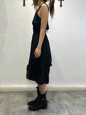 Vintage Italian Cotton Black Milkmaid Dress (S/M)
