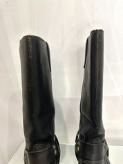 True Vintage American Black Leather Buckle Biker Boots (UK 7 US 8D/ US 9.5)