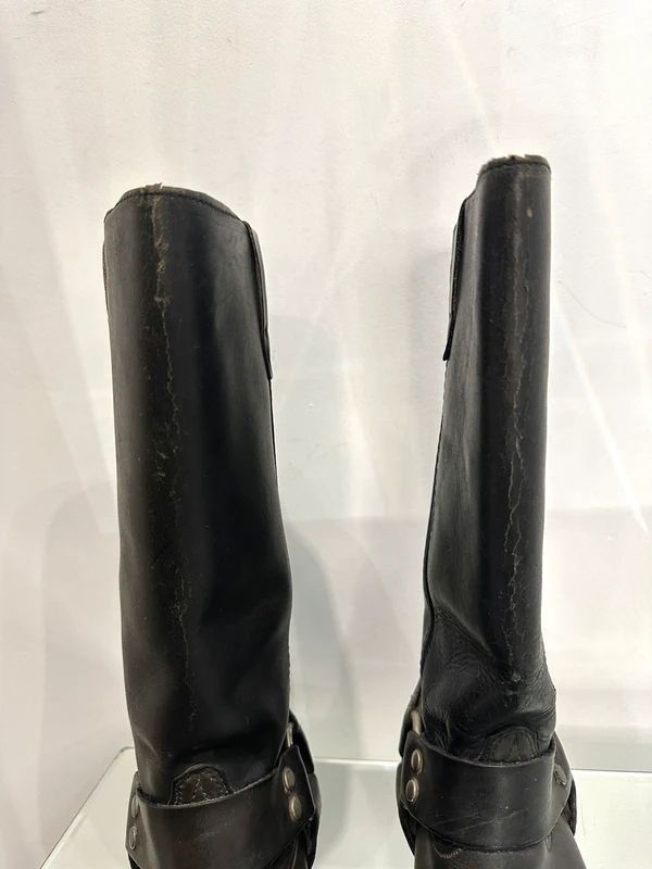 True Vintage American Black Leather Buckle Biker Boots (UK 7 US 8D/ US 9.5)