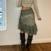 Vintage Silk Mesh Asymmetric Skirt (S)