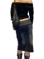 Vintage Utility Denim Midi Skirt (M)