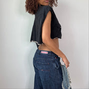 Vintage Levi's Black Denim Cropped Shirt (S)