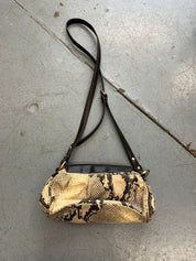 Vintage Just Cavalli Leather Snakeskin Rosette Mini Shoulder Bag