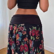 Vintage Italian Black Silk Mesh Midi Skirt (S)