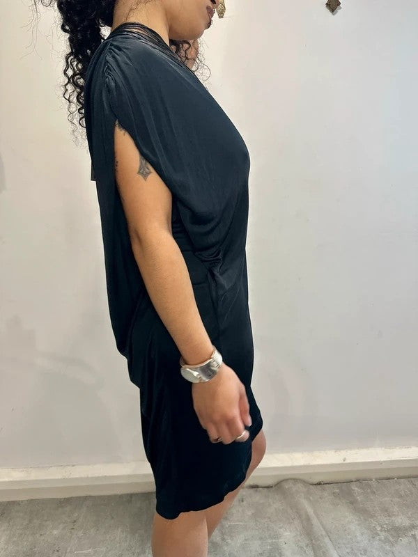 Vintage Roberto Cavalli Avant Garde Batwing Black Slinky Dress (M)
