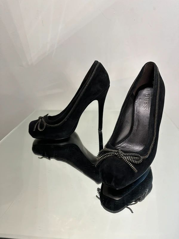 2010s  Guess Zipper Bow Coquette Stiletto Court Shoes (UK 4 US 6 EU 37))