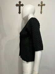 Vintage Kitsch Italian Crochet Large Button Up Cardigan Top (S/M)