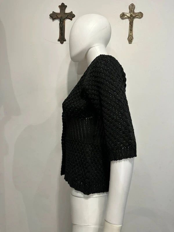 Vintage Kitsch Italian Crochet Large Button Up Cardigan Top (S/M)