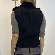 Vintage Black Rabbit Fur Gilet (S)