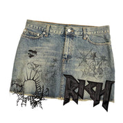 Richmond embellished mini denim skirt (S)