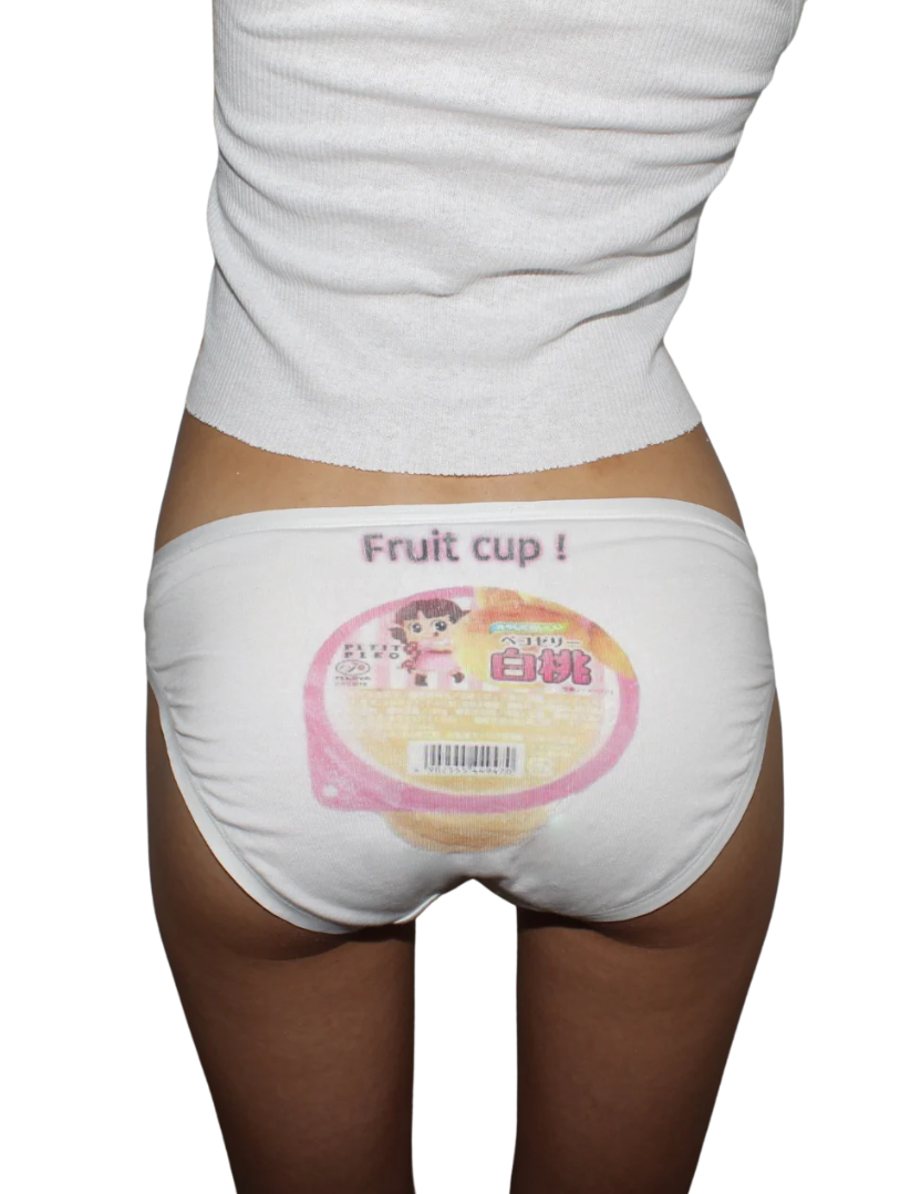 pink fruit cup . underwear .