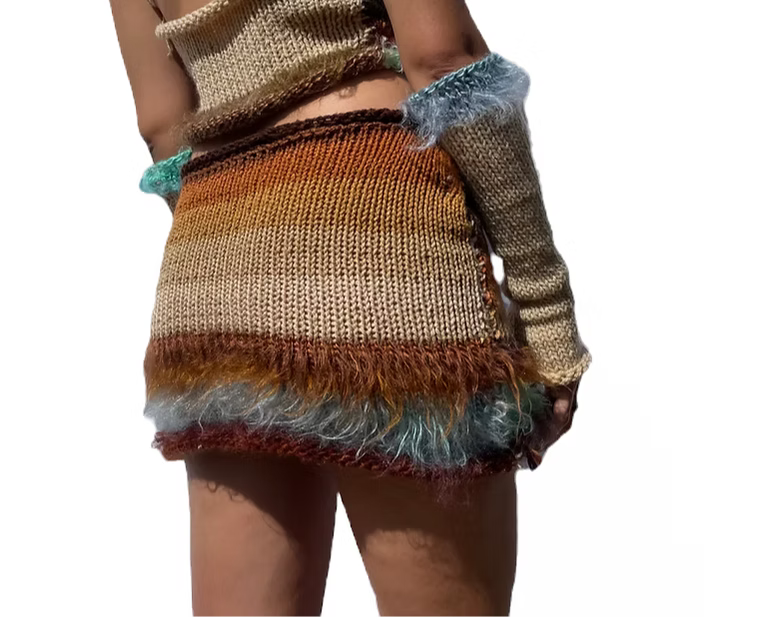 Fur Trim Skirt- Neutral (XS-2XL)