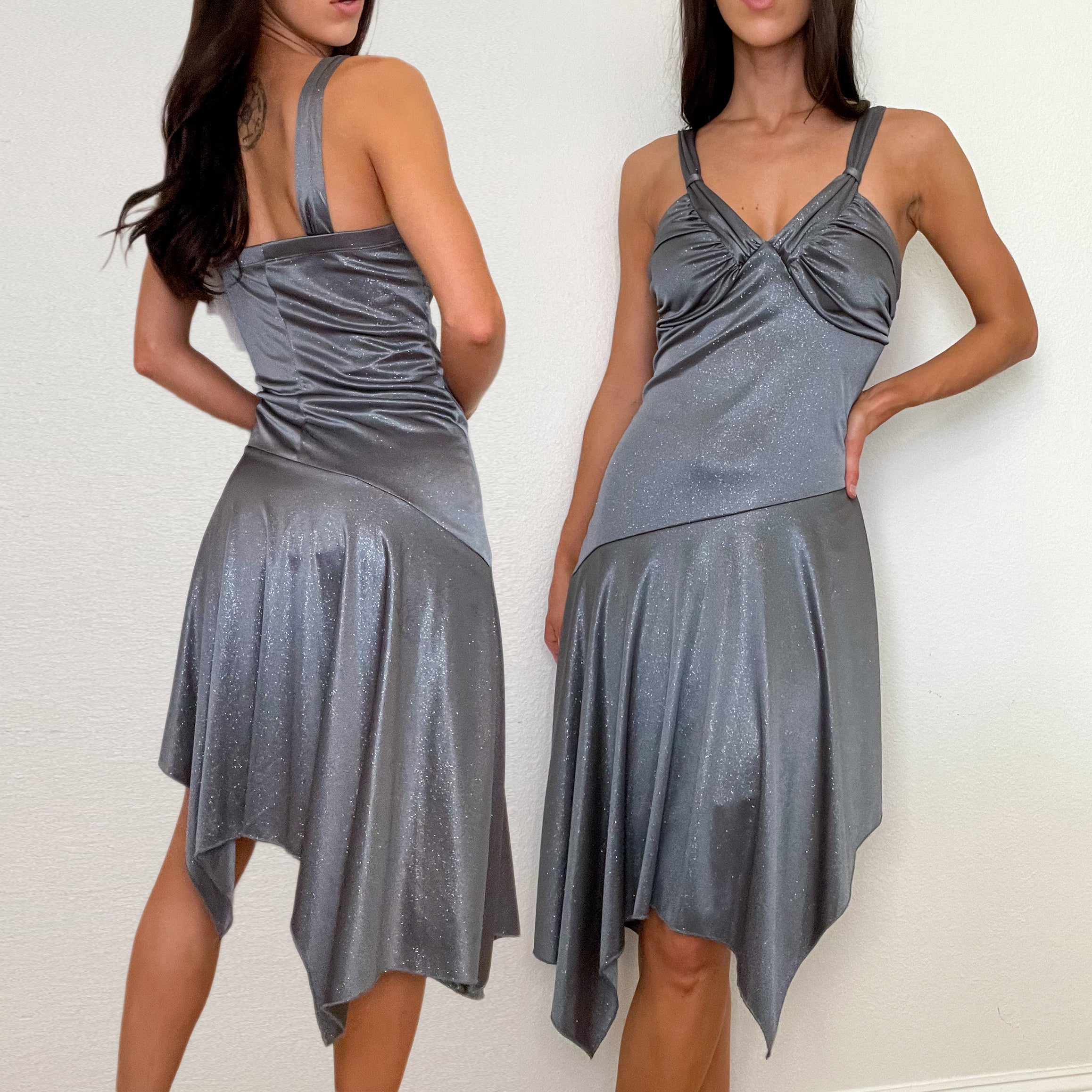 Green Glitter 2000s Midi Dress (S)
