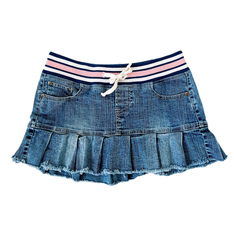Sporty Pleated Denim Mini Skirt (XS)