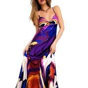 Caché Swirly Silk Maxi Dress (XS/S)