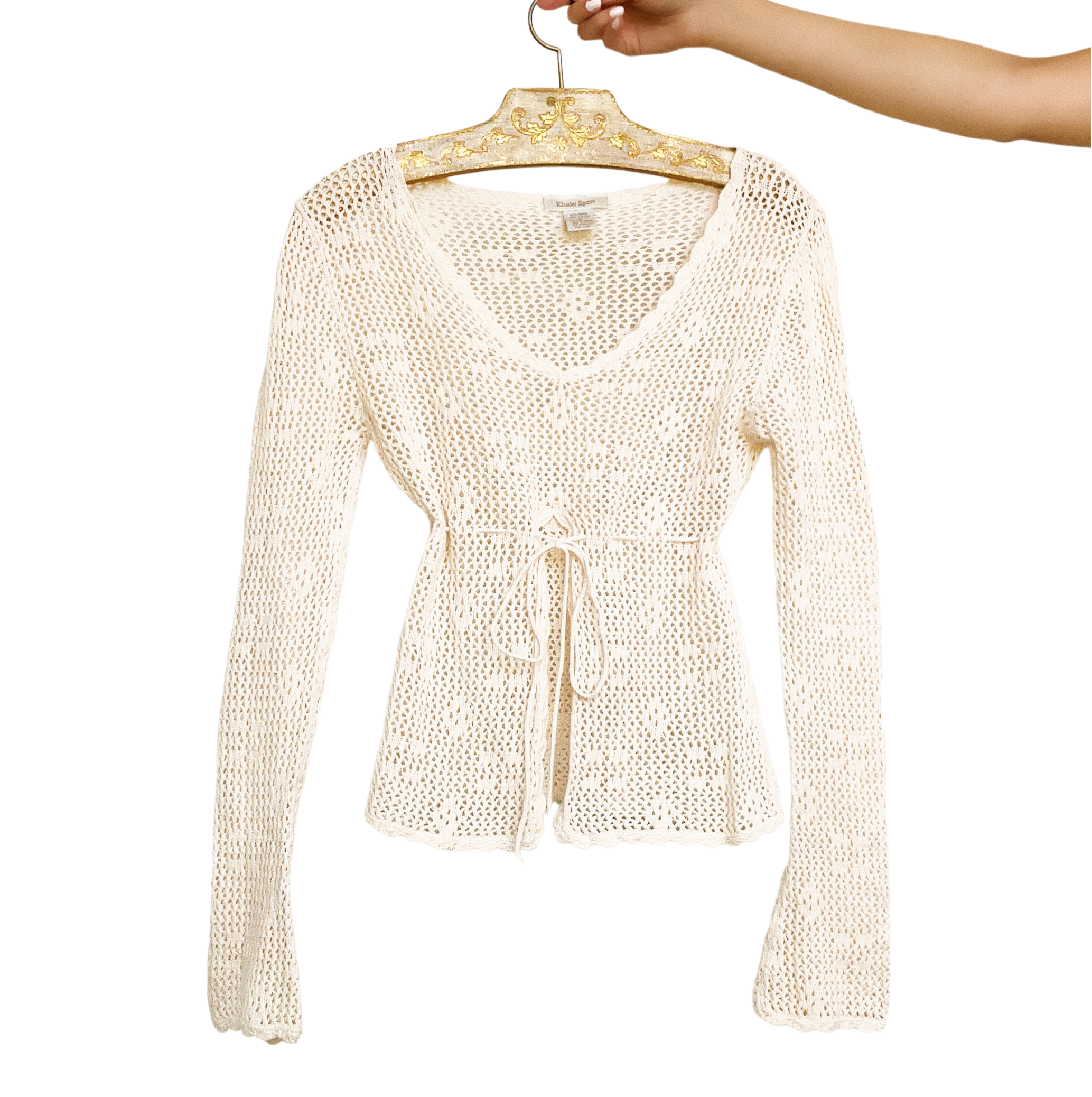 Creamy Split Front Sweater Top (S)